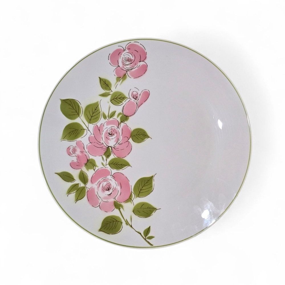 Vintage Mikasa Cera-Stone “Allura” 12” Dinner Plate Pink Roses 3146-M Japan - Picture 3 of 6
